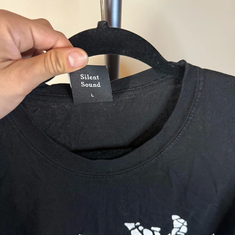 Black Graphic T-Shirt with White Design - Picture 4 of 7